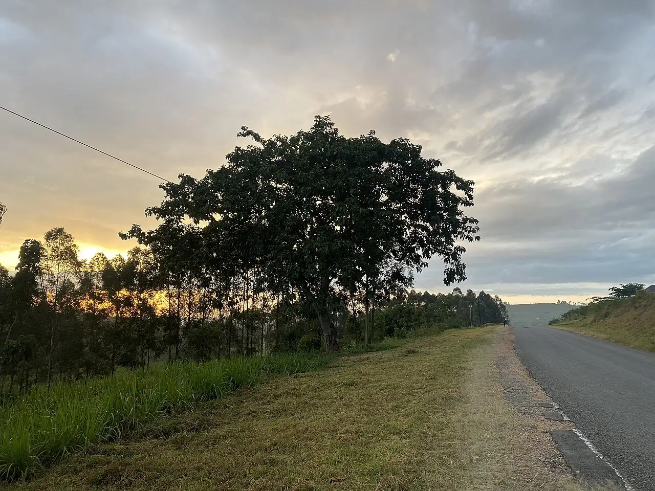Sunrise along the Mbarara to Ibanda road in western Uganda.