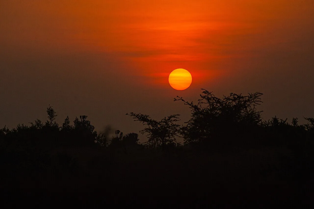 Sunrise over Queen Elizabeth National Park, Uganda.